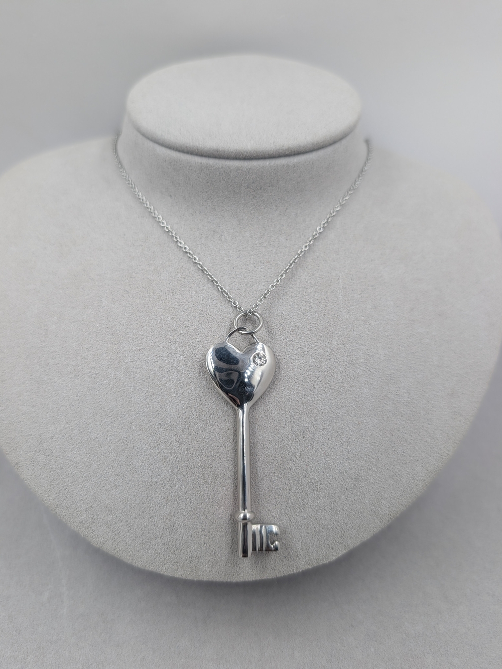 CHISEL Stainless Steel Heart Key Rhinestone Pendant Necklace | M147